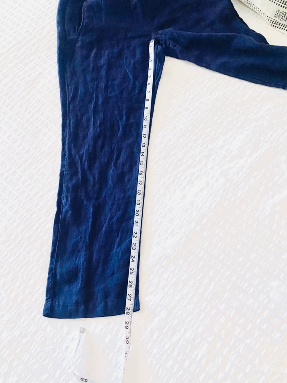 C&C California Linen Pants Navy Blue Straight Leg Drawstring Size S - Picture 4 of 6